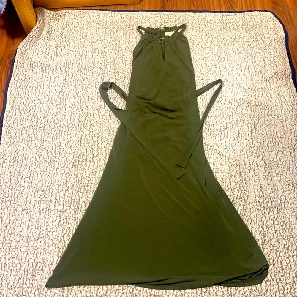 Olive green MK halter top maxi dress